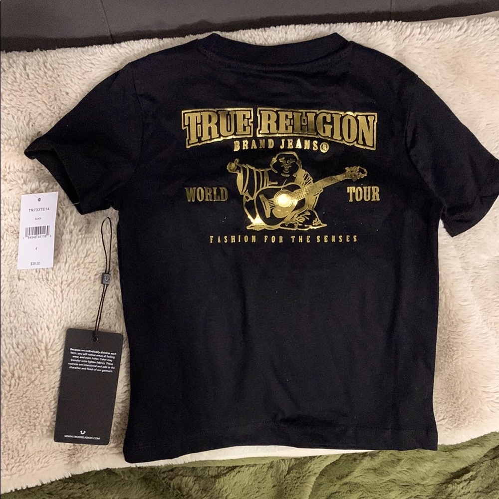 NWT True Religion Boys Black Gold T Shirt